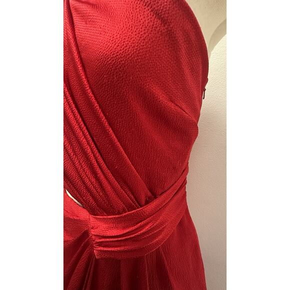 Monique Lhuillier Red One-Shoulder Midi Dress - Picture 7 of 14